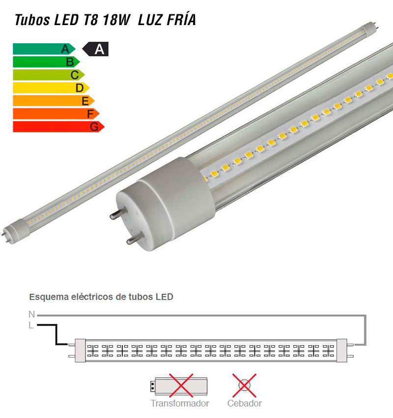 Separar Las bacterias asistente Tubo de Luz LED T8 120cms Luz Fría 5000k Potencia 18W - Romis